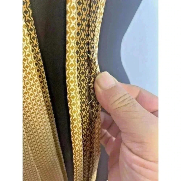 MARTIN WONG MENS TIE COPPER GOLD BROWN IVORY BLACK - 4x67 - Picture 7 of 8